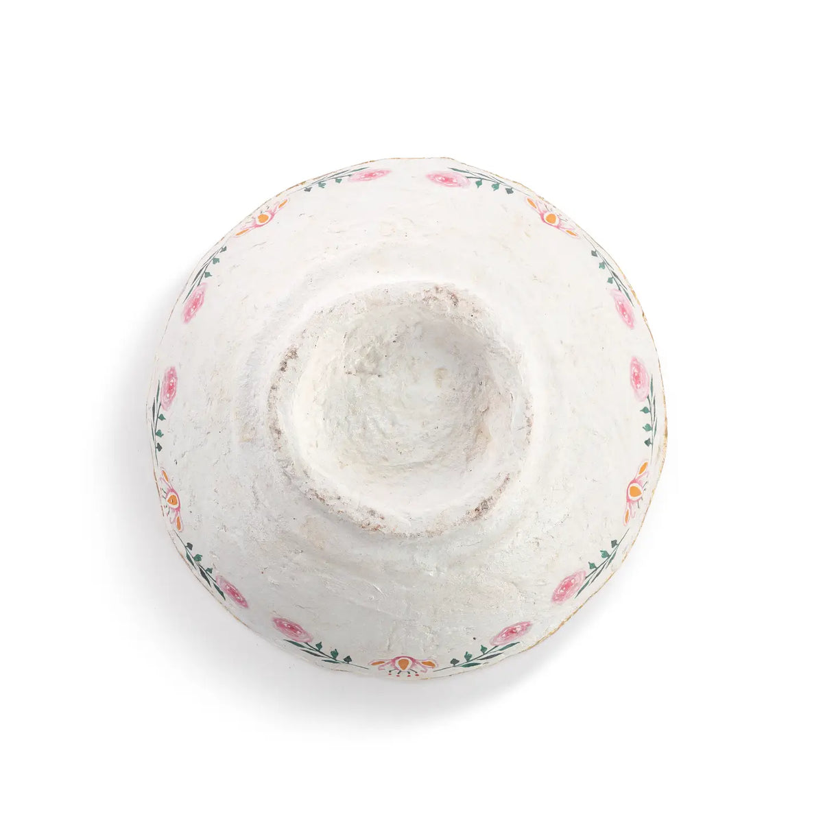 Paper Mache Coral Birds with Gold Rim Bowl