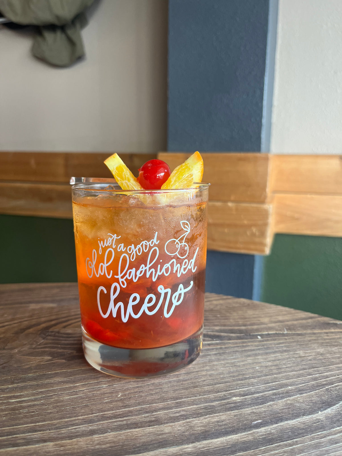 Old Fashioned Cheers Glass