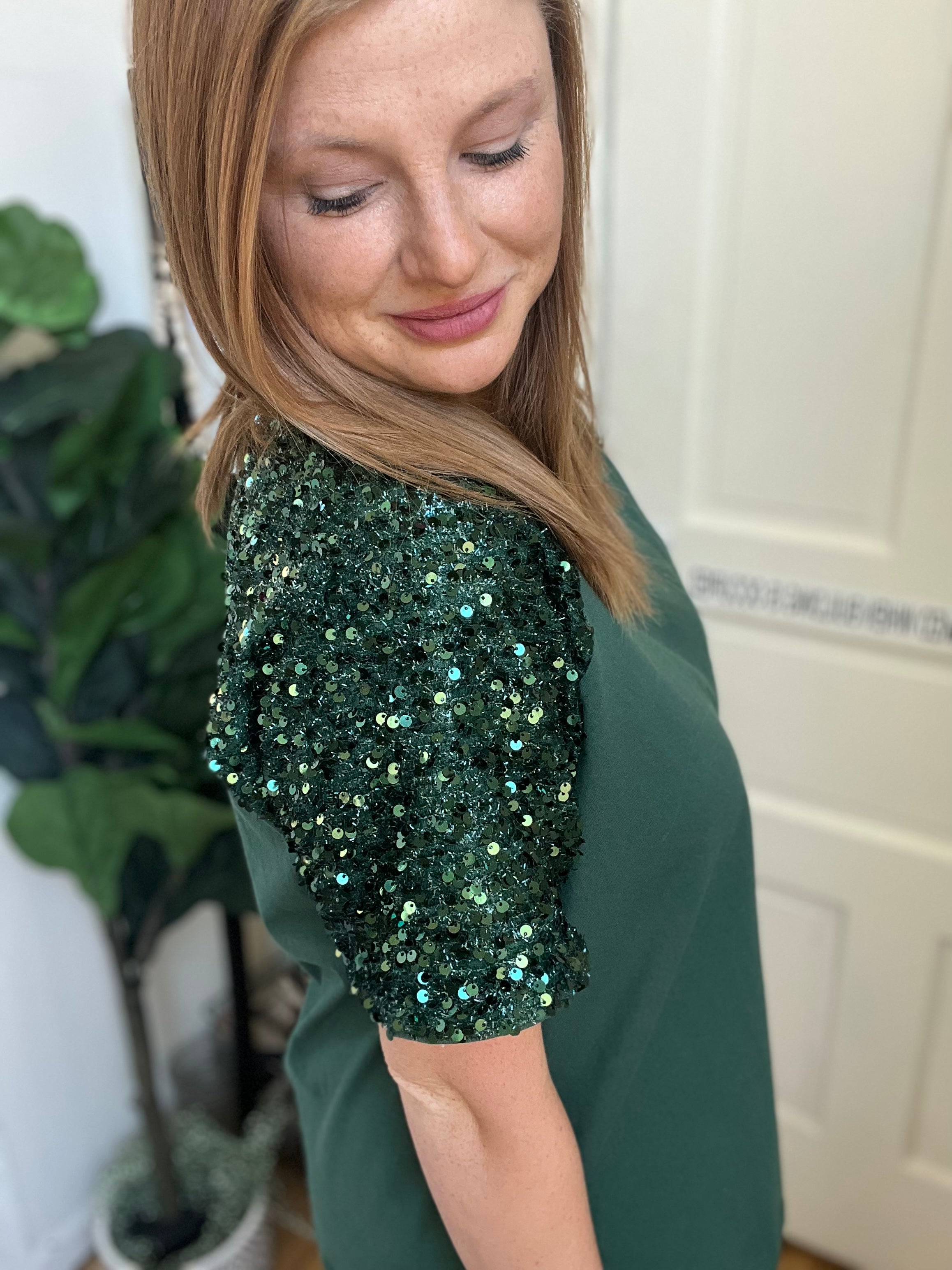 Dark green best sale sequin top