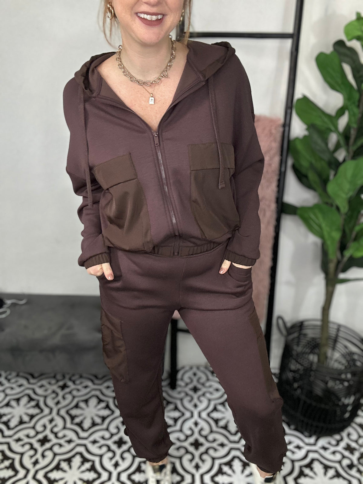 Two Toned Espresso Pocket Joggers**