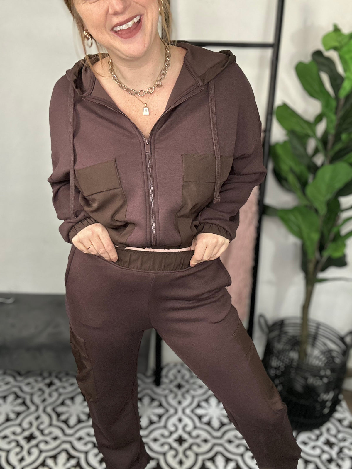 Two Toned Espresso Pocket Joggers**