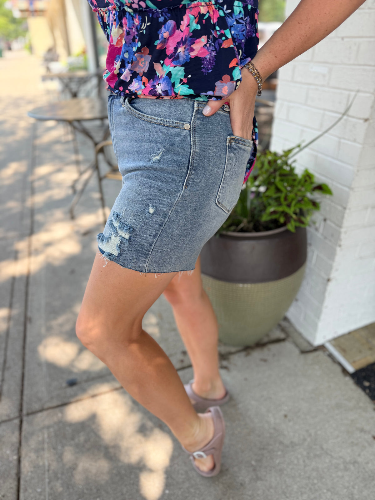 Reese Distressed Denim Shorts