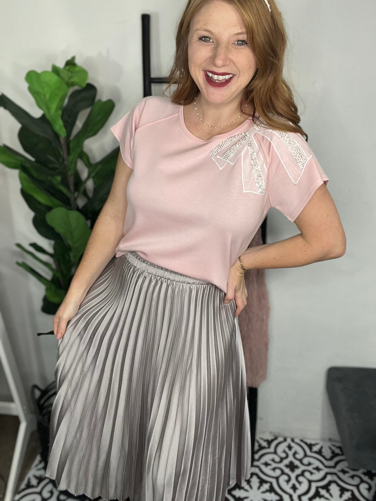 Silver Bells Pleated Maxi Skirt