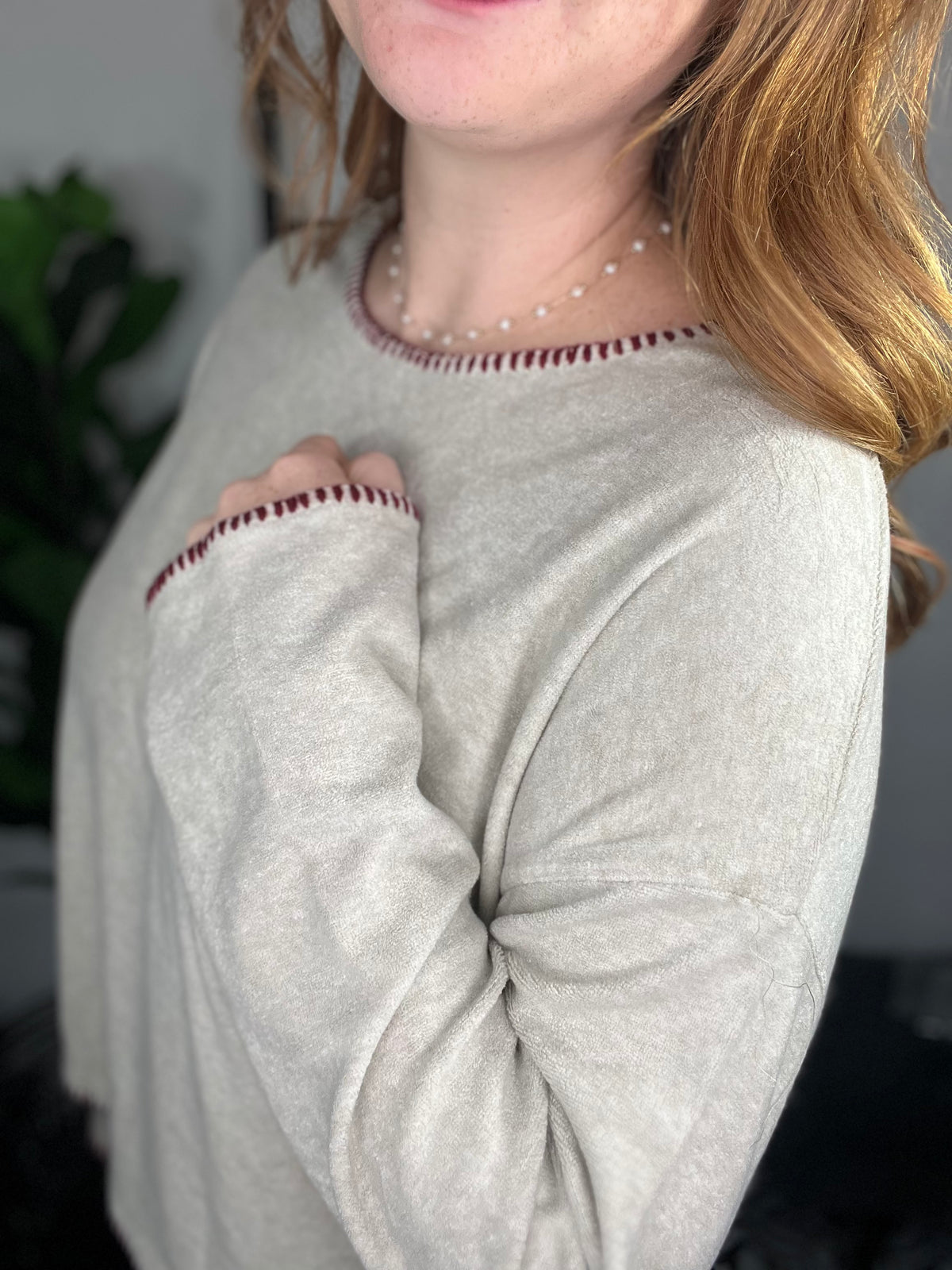 Ruby Edge Taupe Knit Sweater**