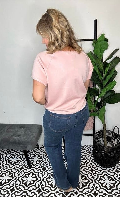 Blush Pink Pearl Bow Top