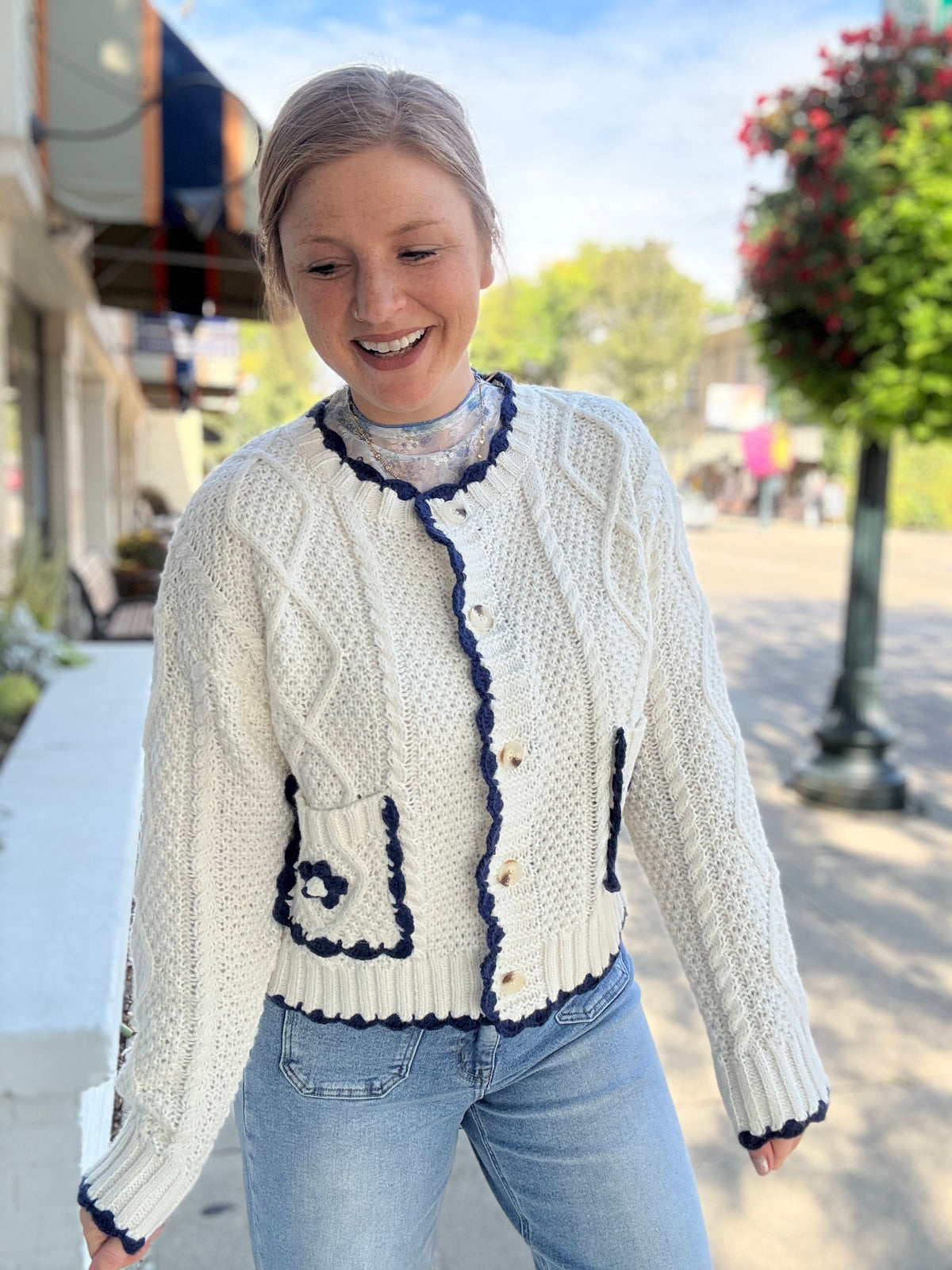 Nancy Detailed Navy Cardigan