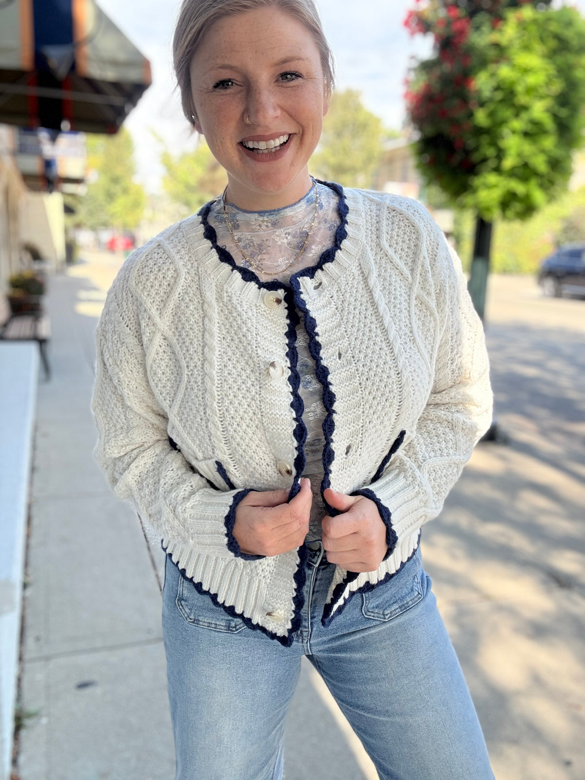 Nancy Detailed Navy Cardigan