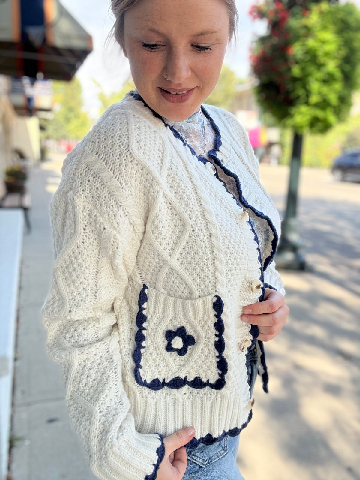 Nancy Detailed Navy Cardigan