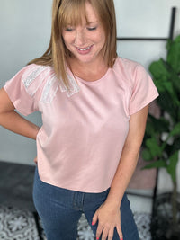 Blush Pink Pearl Bow Top