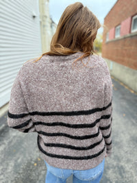 Soft Mocha Black Stripe Sweater