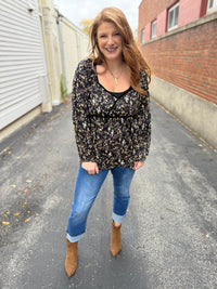 Deep Floral Babydoll Top