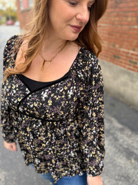 Deep Floral Babydoll Top