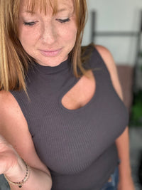 Neutral Era Grey Cut Out Top