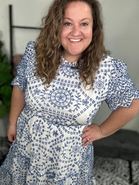 Betty Blue Floral Embroidered Dress