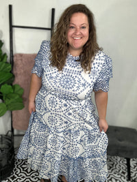 Betty Blue Floral Embroidered Dress