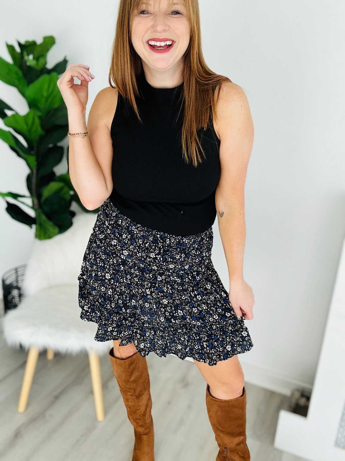 Tiered Floral Skirt