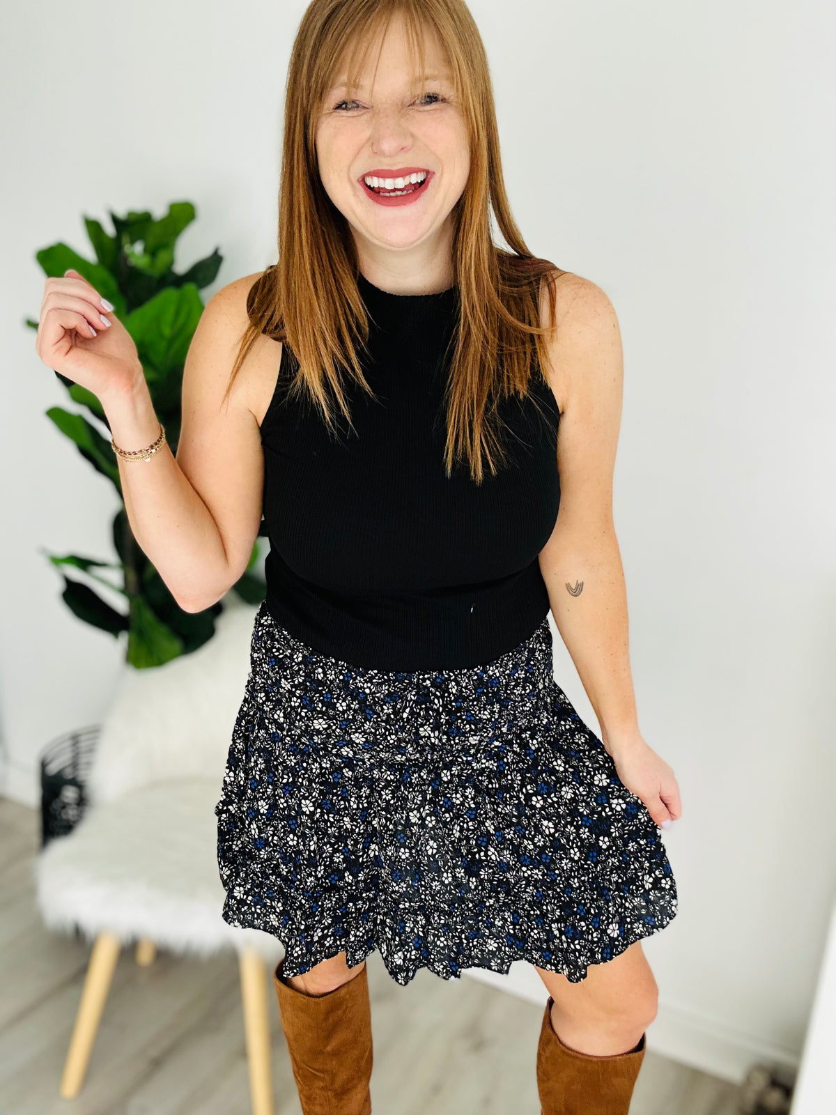 Tiered Floral Skirt