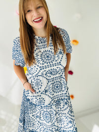 Betty Blue Floral Embroidered Dress