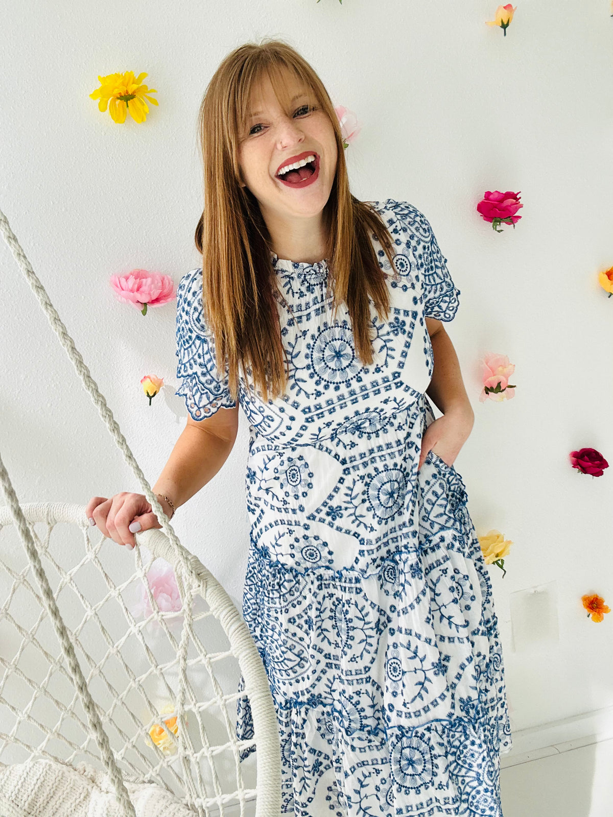 Betty Blue Floral Embroidered Dress