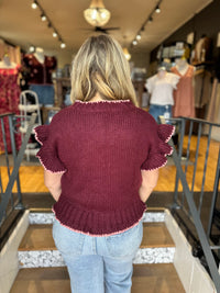 Burgundy Flower Knit Top