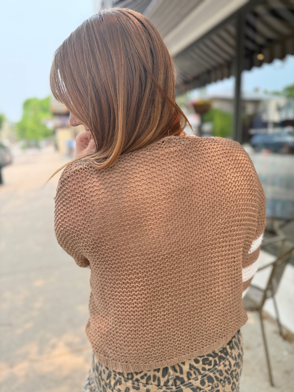 Taupe Stripe Knit Sweater