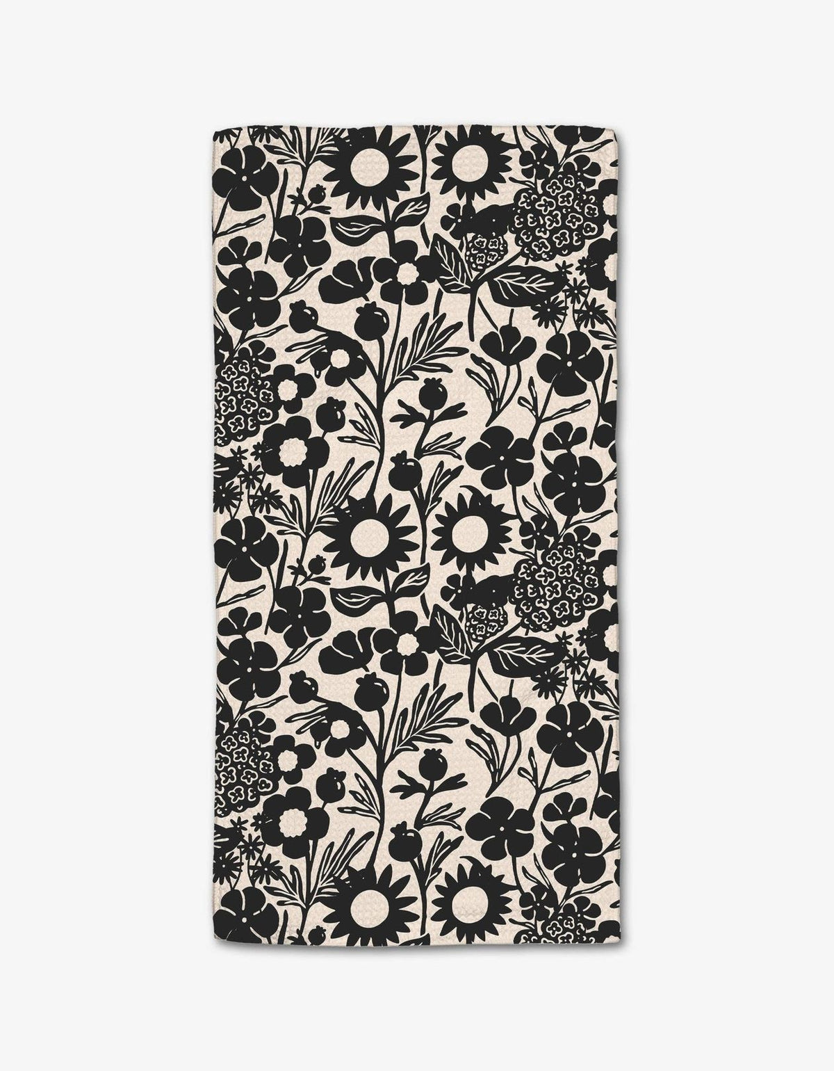 Black Flower Garden Bar Towel