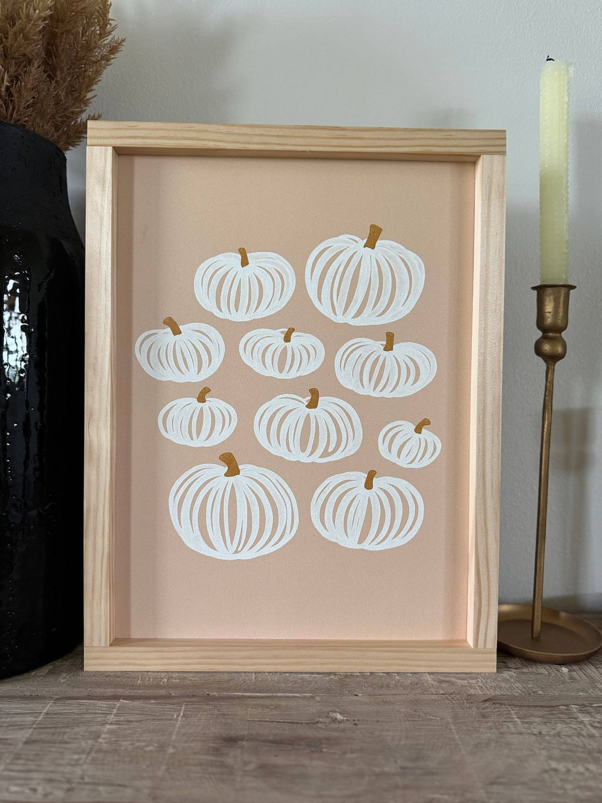 Natural Pumpkins Light Wood Sign