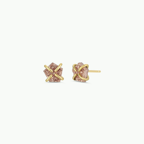 Druzy Prong - Rose Gold - Gold Earrings