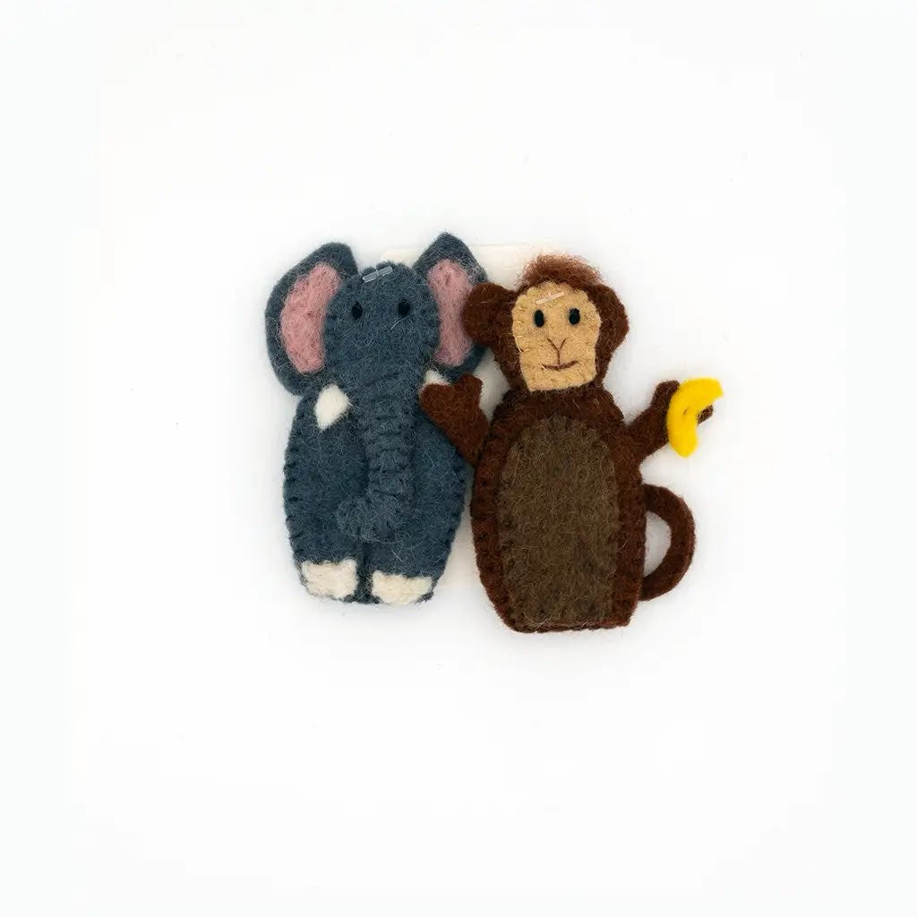 Elephant + Monkey Finger Puppets