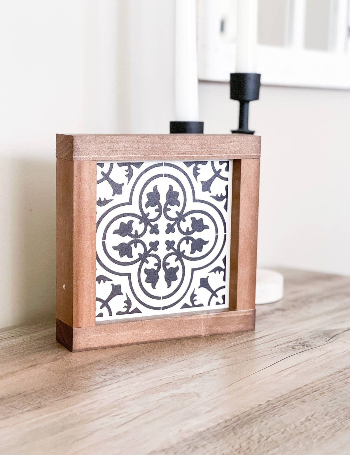 Black & White Tile Wooden Sign