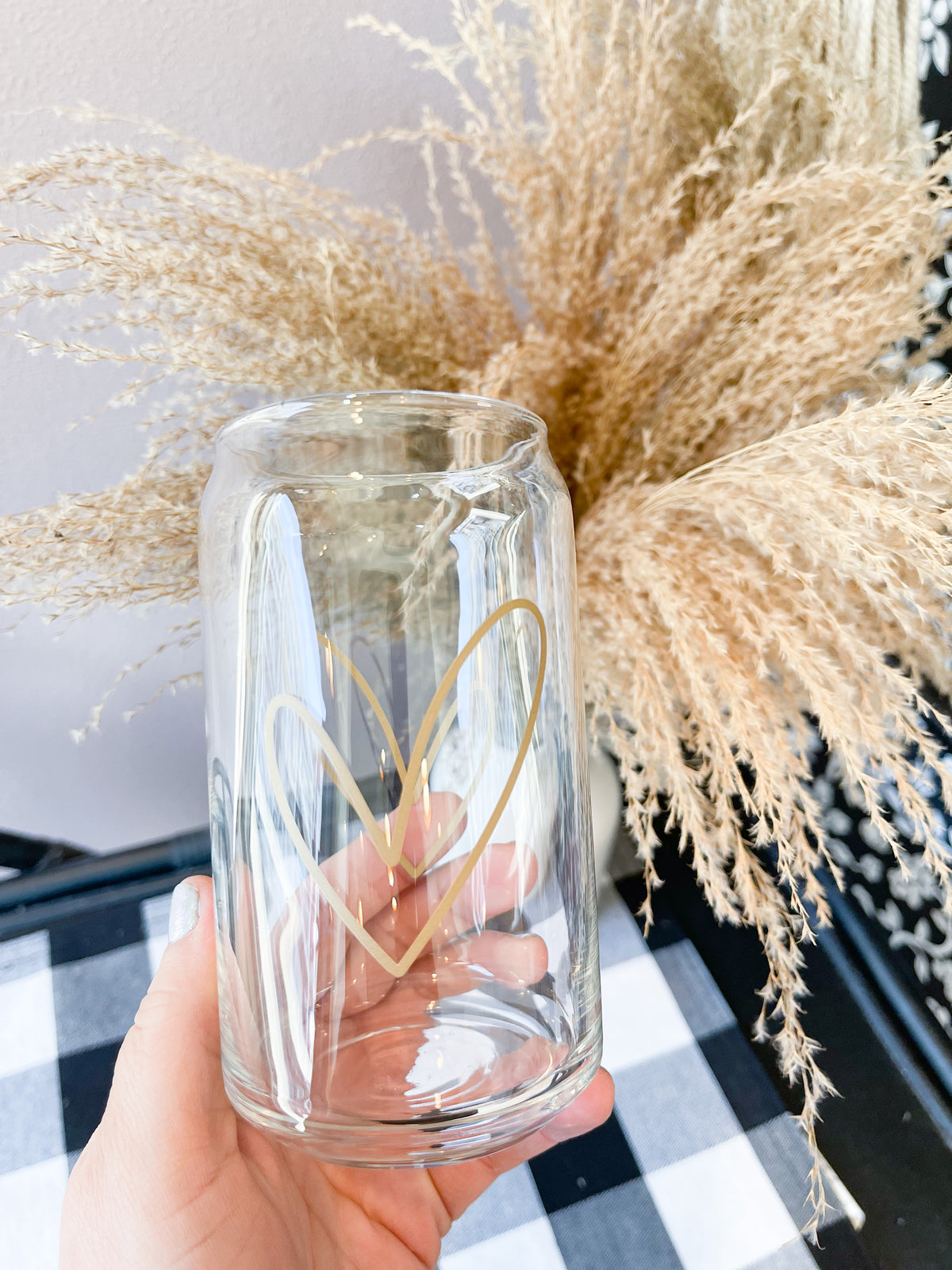 Gold Heart Can Glass