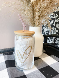 Gold Heart Can Glass
