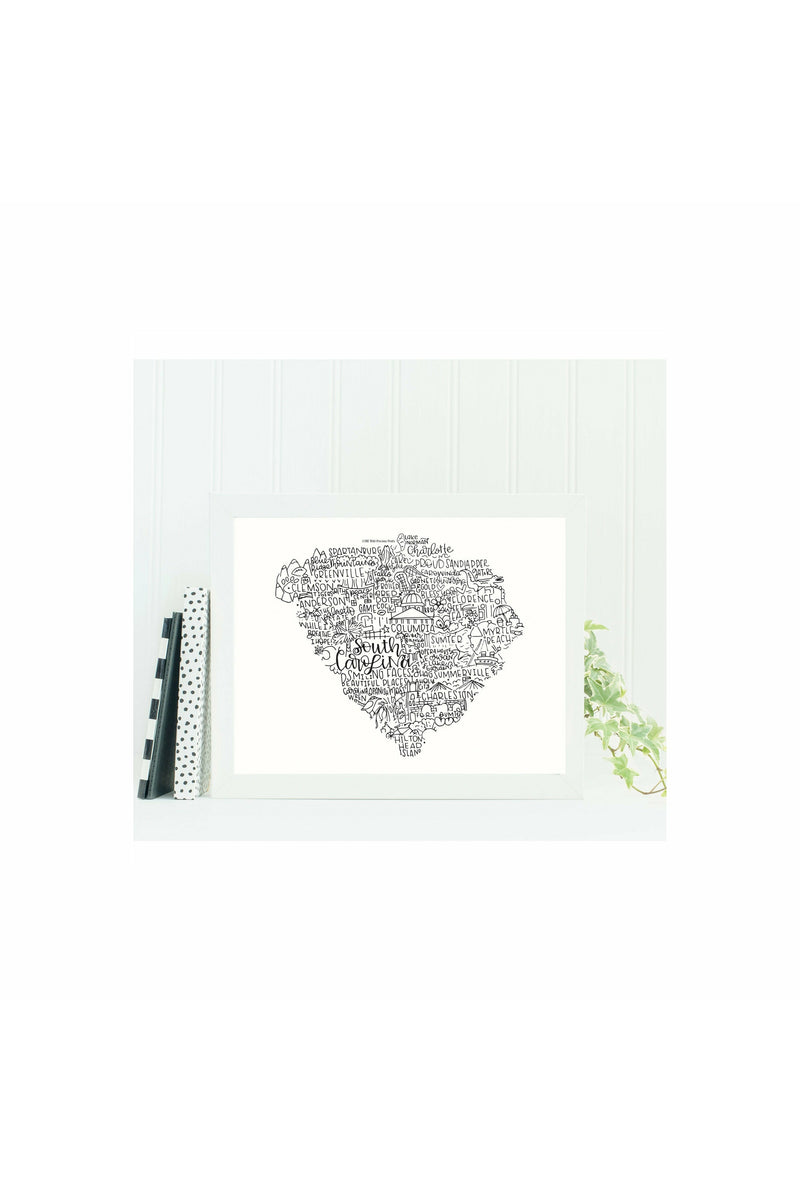 South Carolina State Print-Hand Lettered State Print- South Carolina State Gift-Prints-Wild & Precious