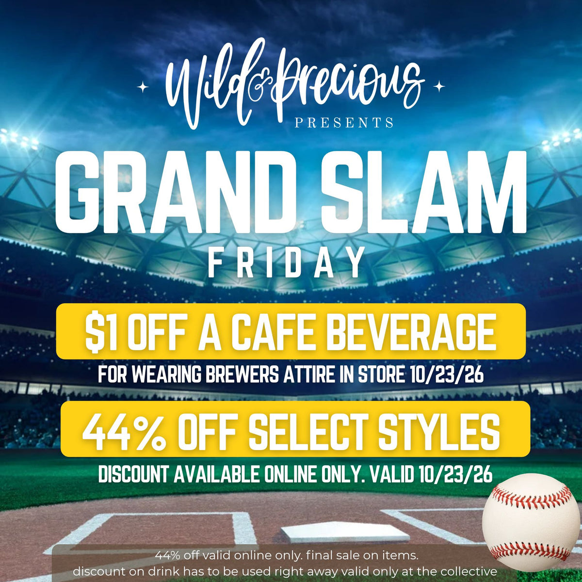 GRAND SLAM SALE : 10/23/26 ONLY