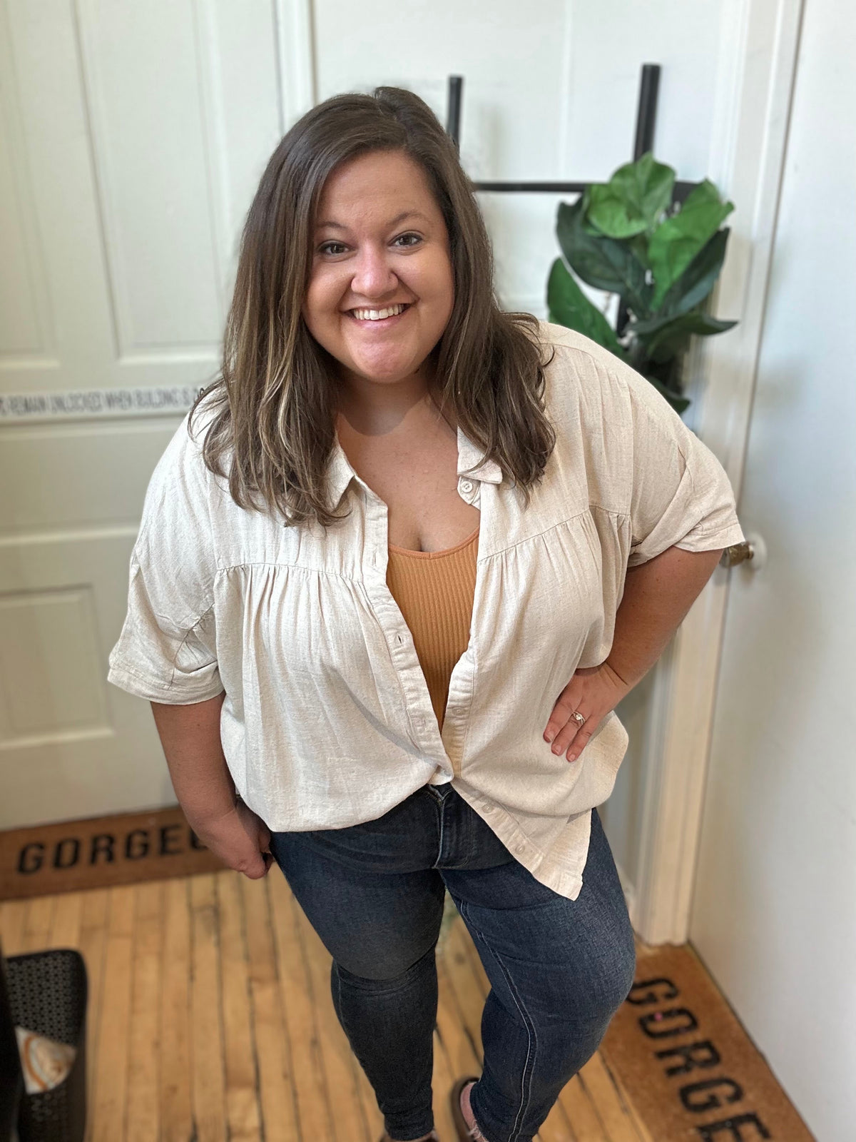 Classy Linen Button Down Top