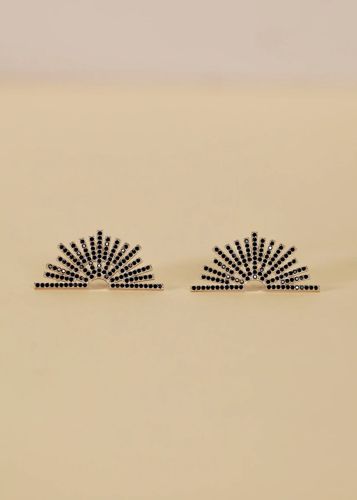 Black Sunburst - Gold Earrings