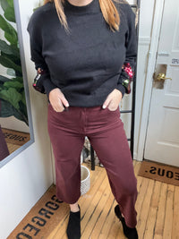 Wine Tummy Control Crop Judy Blue Jeans
