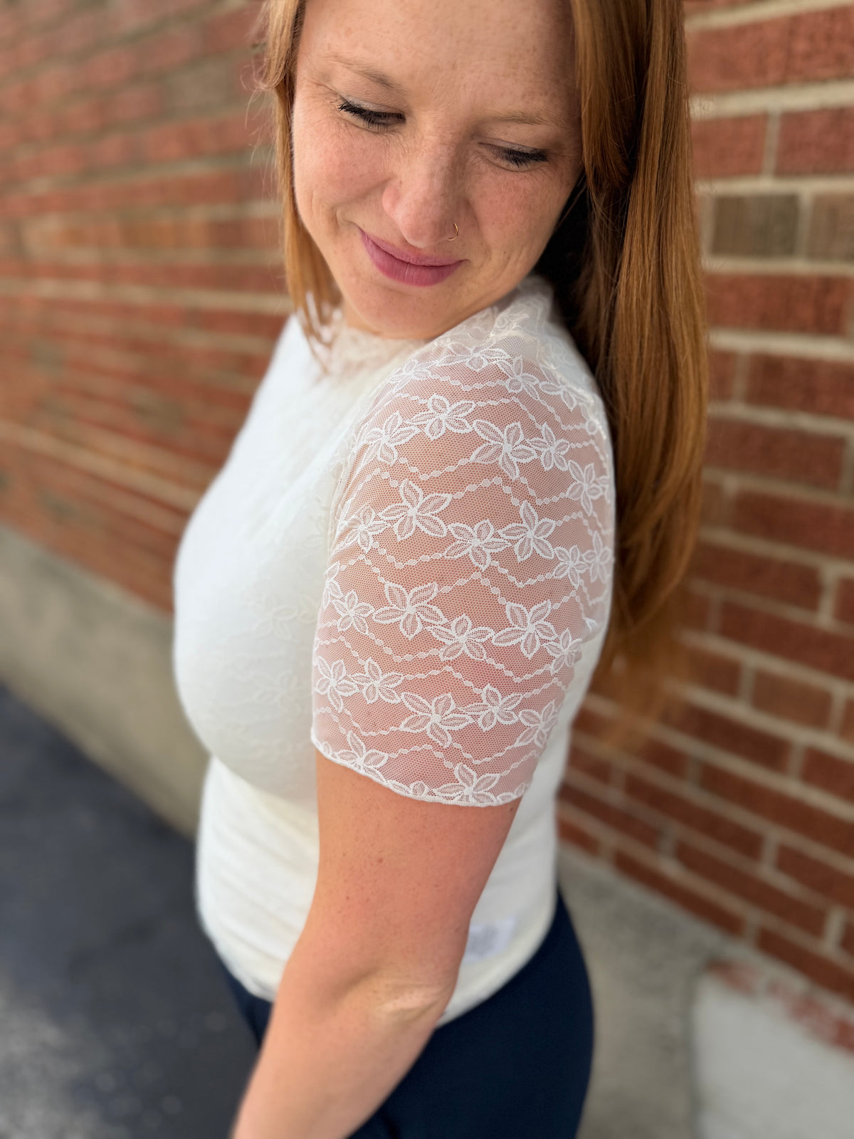 Ivory Bloom Mesh Top