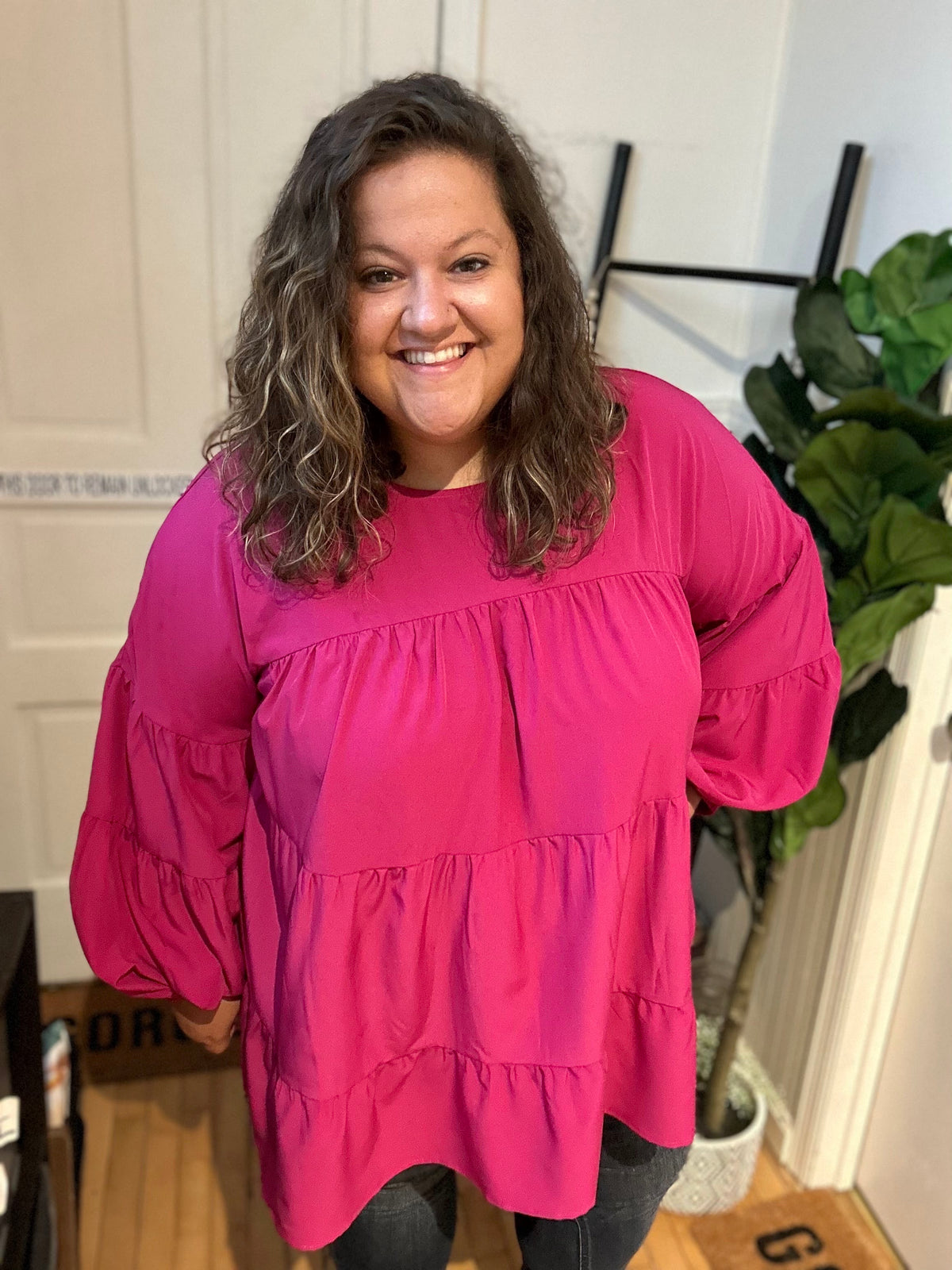 Fiercely Fuchsia Ruffle Baby Doll Top