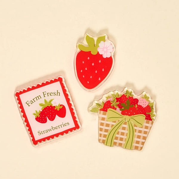 Farm Fresh Strawberries Magnet Set