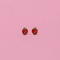 Strawberry Enamel Flat Back Kids Earrings