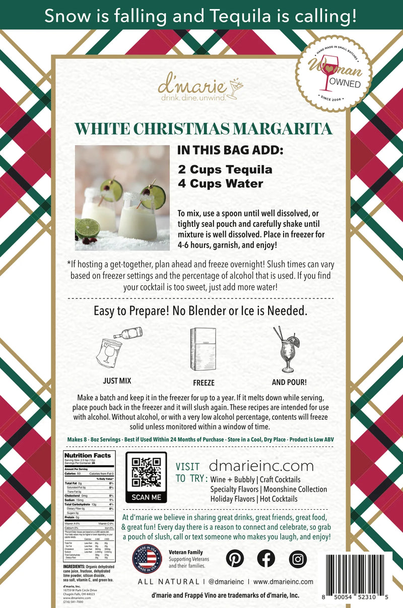 White Christmas Margarita Craft Cocktail Slush Mix