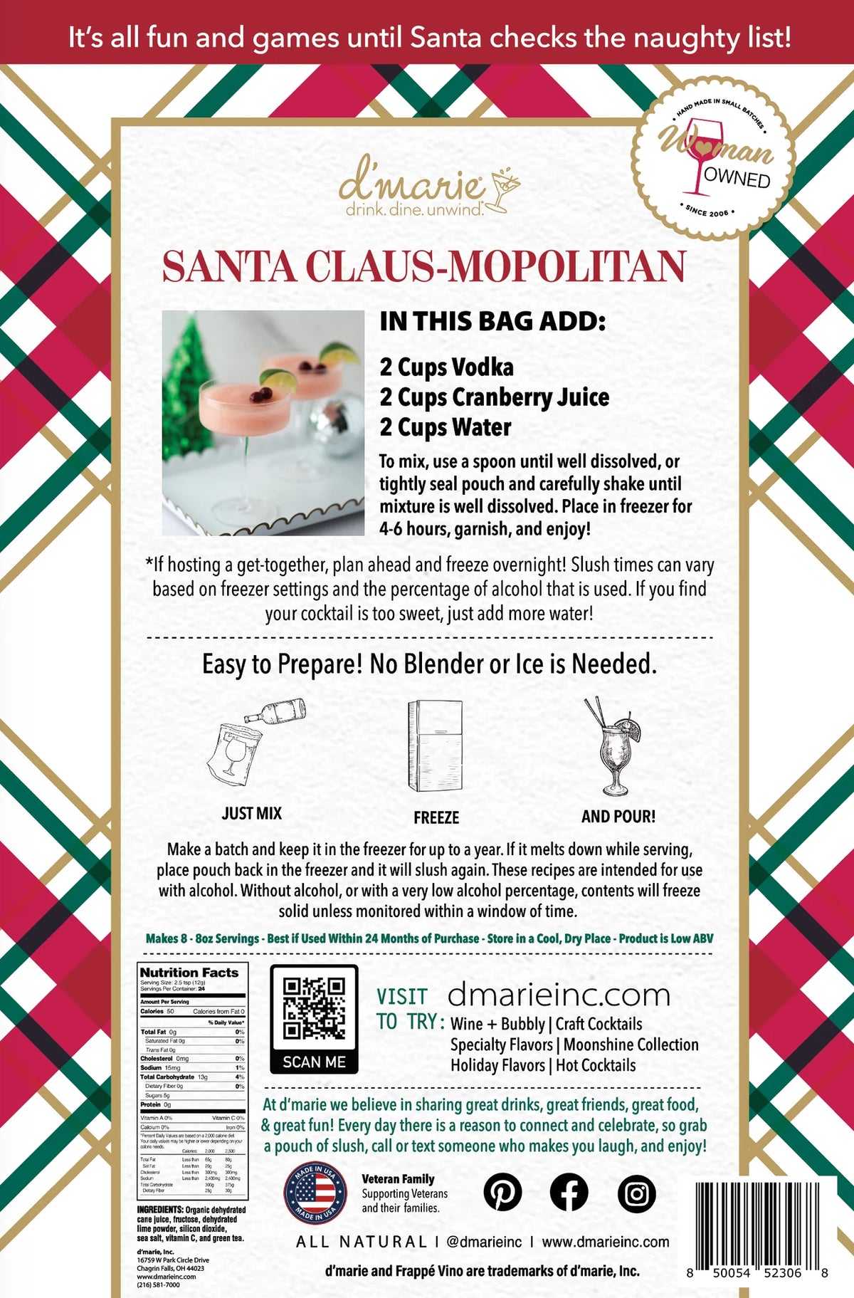 Santa Claus-Mopolitan Craft Cocktail Slush Mix
