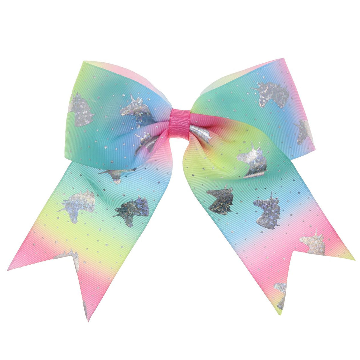 Large Unicorn Glitter Bow - Rainbow Tie Dye