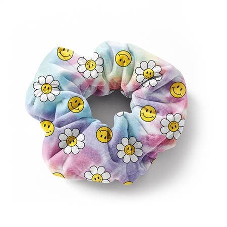 Daisy Smiley Velour Scrunchie