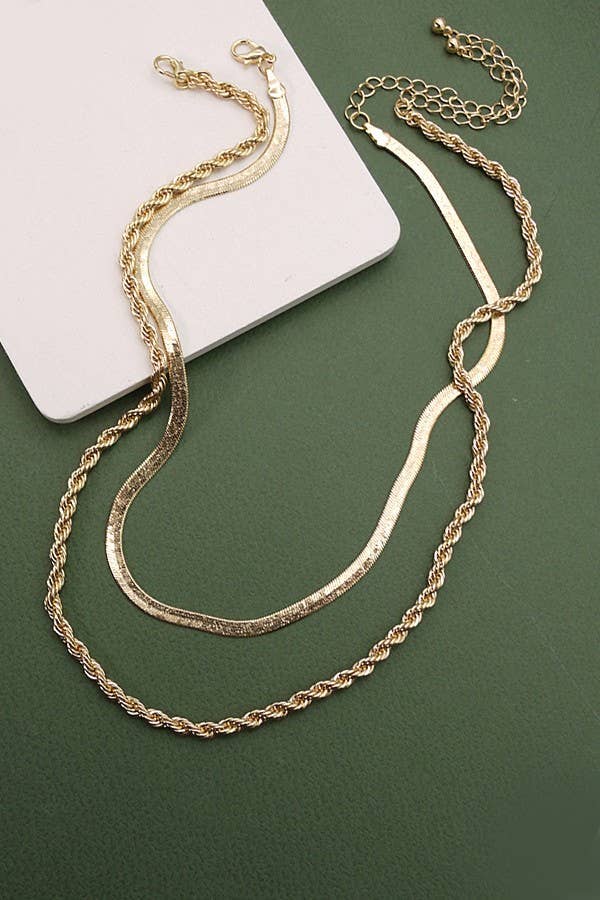 Gold Rope Chain Necklace Set