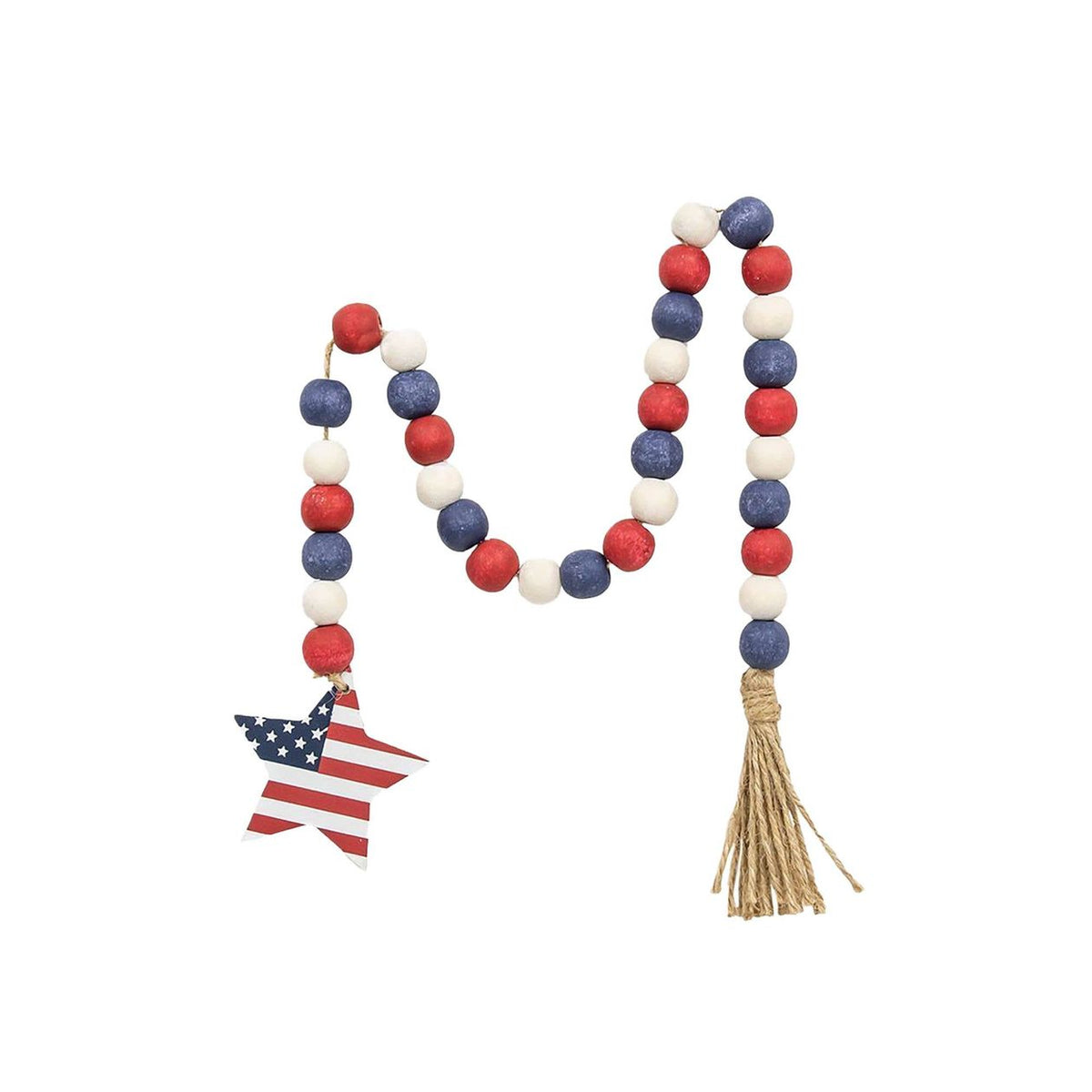 Red White And Blue Flag Star Beaded Garland**