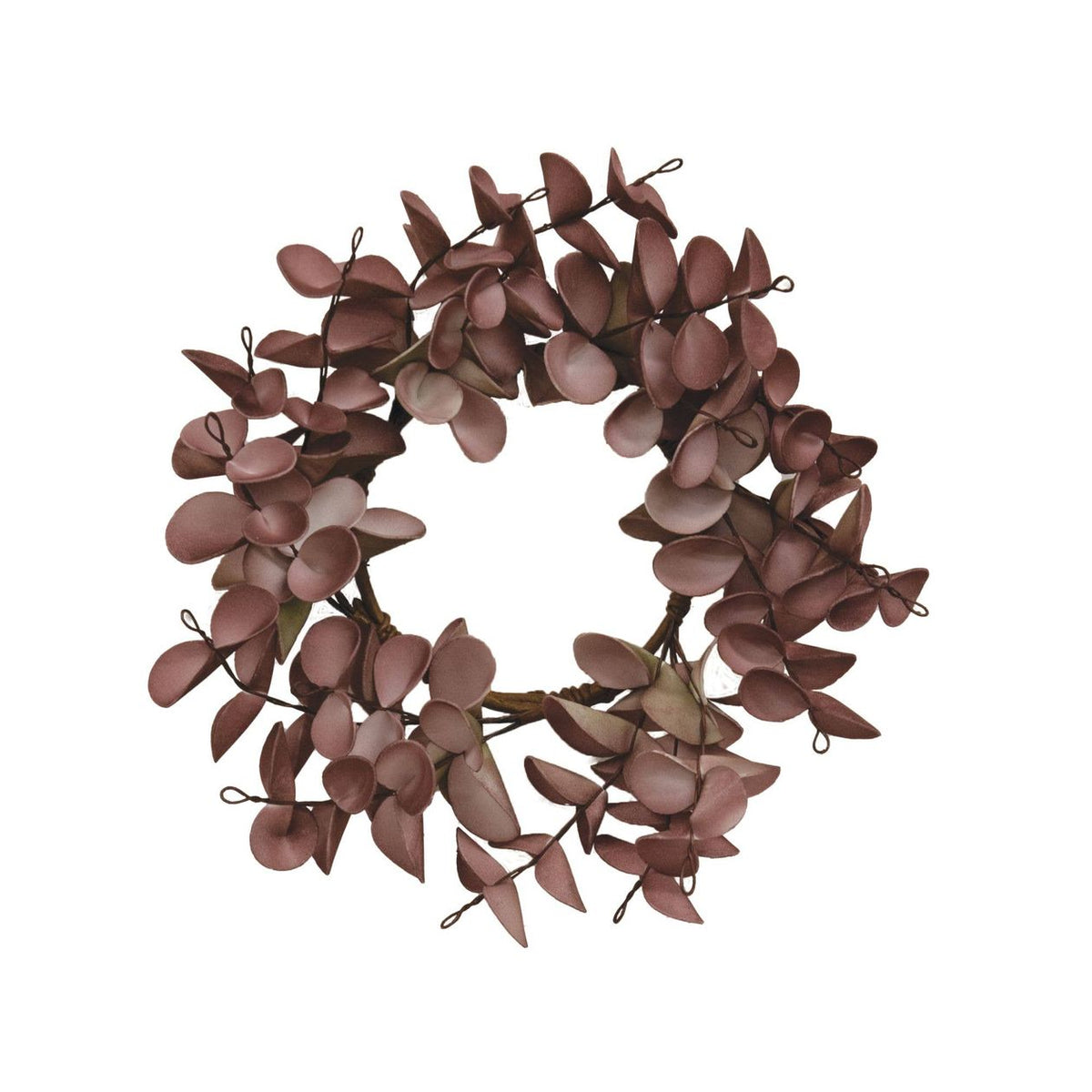 Burgundy Eucalyptus Leaf Candle Ring