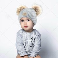 Grey Pom Baby Beanie