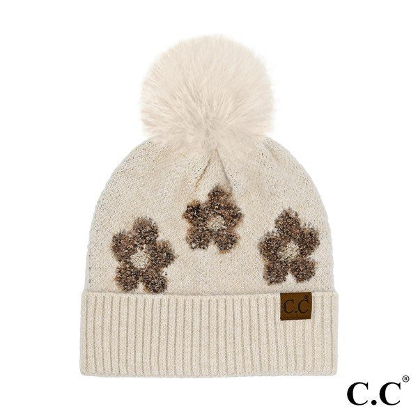 Taupe Daisy Soft Beanie